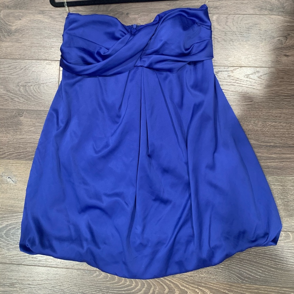 Forever 21 Blue Shiny Bubble Hem Dress
